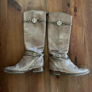 Tory Burch light brown/Gray leather boots size 9